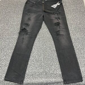 Vintage‎ Rustic Dime Jeans Men 36x33 Black Faded Distressed Tapered Denim Pants